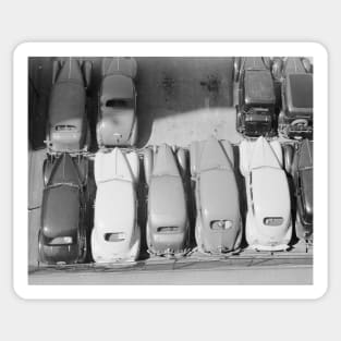 Parking Lot, 1940. Vintage Photo Sticker